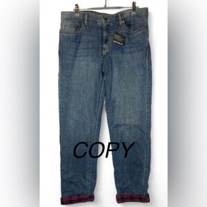 EDDDIE BAUER boyfriend relaxed fit jeans with flannel lining size 14